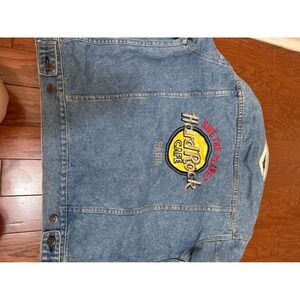 Vintage Hard Rock Cafe Paris Denim Jacket Save The Planet Medium Wash Blue M